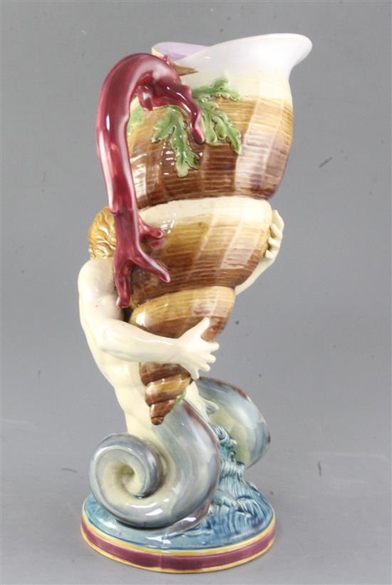 A large Minton Triton majolica jug, date code for 1876, height 36.5cm